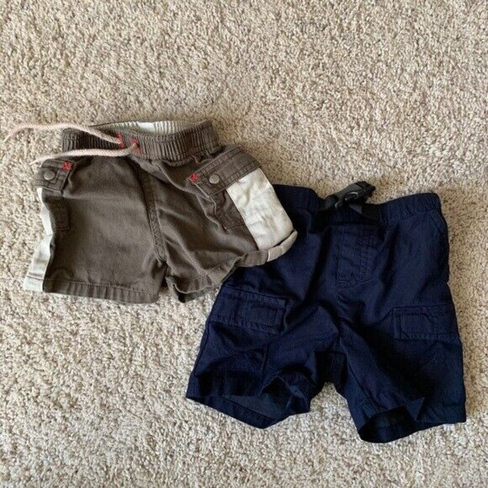 Tommy Hilfiger Gymboree Shorts Boys 3-6 Months Set of 2 Vintage Khaki Navy Blue